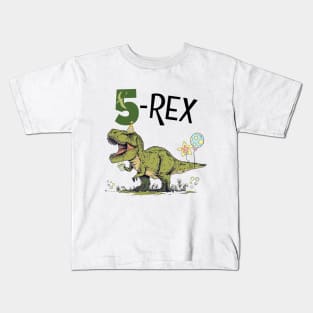 5 Rex Five A Saurus Dinosaur Theme Birthday Party Kids T-Shirt